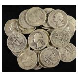 (20) 90% SILVER WASHINGTON QUARTERS
