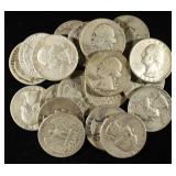 (20) 90% SILVER WASHINGTON QUARTERS