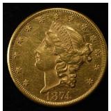 1874-CC $20 LIBERTY GOLD BU