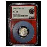 1882 HAITI 10C NGC MS-64