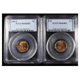 1940-S & 1942 LINCOLN CENTS PCGS MS-66 RD