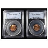1945-S, 46-S LINCOLN CENTS PCGS MS-66 RD