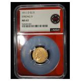 1911-D STRONG D $2.5 GOLD INDIAN NGC MS-63