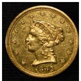1862 $2.5 LIBERTY GOLD PL BU SCARCE CIVIL WAR DATE
