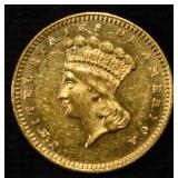 1862 $1 GOLD TYPE-3 CH BU PL