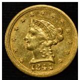 1844-D $2.50 LIBERTY GOLD BU OLD CLEANING
