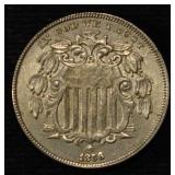 1866 SHIELD NICKEL AU