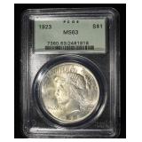 1923 PEACE DOLLAR PCGS MS63