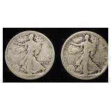 (2) 1917-S WALKING LIBERTY HALF DOLLARS