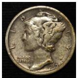 1919-S MERCURY DIME AU