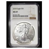 2018 AMERICAN SILVER EAGLE NGC MS69