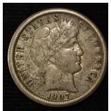1907-O BARBER DIME CH AU