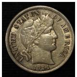 1914-D BARBER DIME CH AU