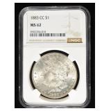 1883-CC MORGAN DOLLAR NGC MS-62