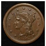 1852 BRAIDED HAIR LARGE CENT CH AU
