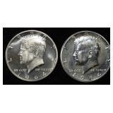 (2) 90% SILVER 1964 KENNEDY HALF DOLLARS PROOF BU