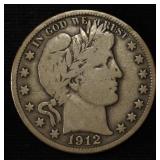 1912-S BARBER HALF DOLLAR FINE