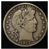 1912-S BARBER HALF DOLLAR FINE