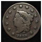 1828 CORONET HEAD LARGE CENT FINE