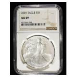 2001 AMERICAN SILVER EAGLE NGC MS69