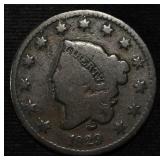 1829 CORONET HEAD LARGE CENT VG
