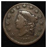 1830 CORONET HEAD LARGE CENT F/VF