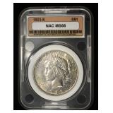 1923-S PEACE DOLLAR NAC SUPERB GEM BU