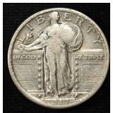 1917 T-2STANDING LIBERTY QUARTER VF