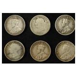 (6) 92.5% SILVER CANADIAN 10 CENTS