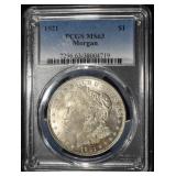 1921 MORGAN DOLLAR PCGS MS-63