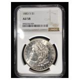1883-S MORGAN DOLLAR NGC AU-58