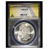 1882-S MORGAN DOLLAR ANACS MS-64