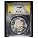 1880-S MORGAN DOLLAR ANACS MS-61 LOOKS PL