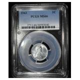 1943 LINCOLN STEEL CENT PCGS MS-66