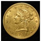 1904 $10 GOLD LIBERTY AU/BU