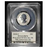 2018-S 25C BLOCK ISLAND NP SILVER PCGS REV PR70