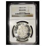 1884-CC MORGAN DOLLAR NGC MS-62 DPL