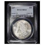 1897 MORGAN DOLLAR PCGS MS-64