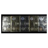 (5) 1962 PARTIAL MINT SETS MISSING 50C & 1 CENT