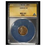 1925-D LINCOLN CENT ANACS MS-61 BN