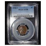 1918-S LINCOLN CENT PCGS AU-50
