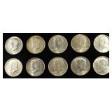 (10) 90% SILVER KENNEDY HALF DOLLARS