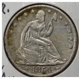 1854-O LIBERTY SEATED HALF DOLLAR XF/AU