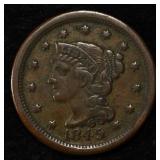 1849 BRAIDED HAIR LARGE CENT XF/AU