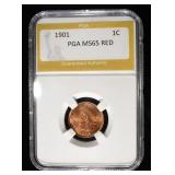 1901 INDIAN CENT PGA GEM BU RED