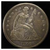1860-O SEATED LIBERTY DOLLAR CH AU