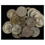 (20) 90% SILVER WASHINGTON QUARTERS