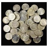 (50) ROOSEVELT DIMES 90% SILVER