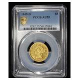 1849-D $5 GOLD LIBERTY PCGS AU-55 RARE