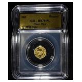 CLEAN RIPZ 1G .9999 GOLD ICG MS70PL ROUND
